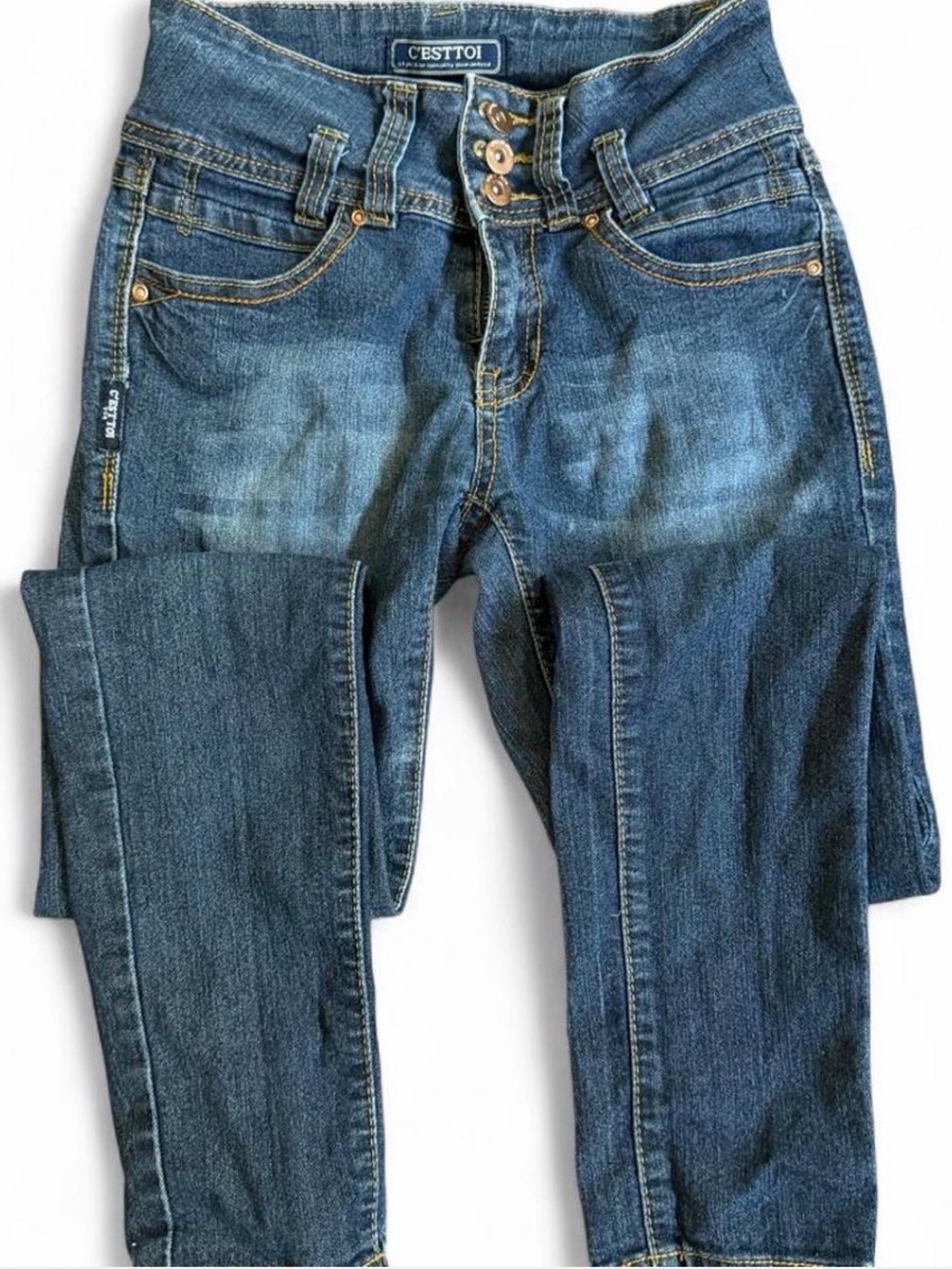 C'esttoi Men's Dark Blue Slim Fit Jeans